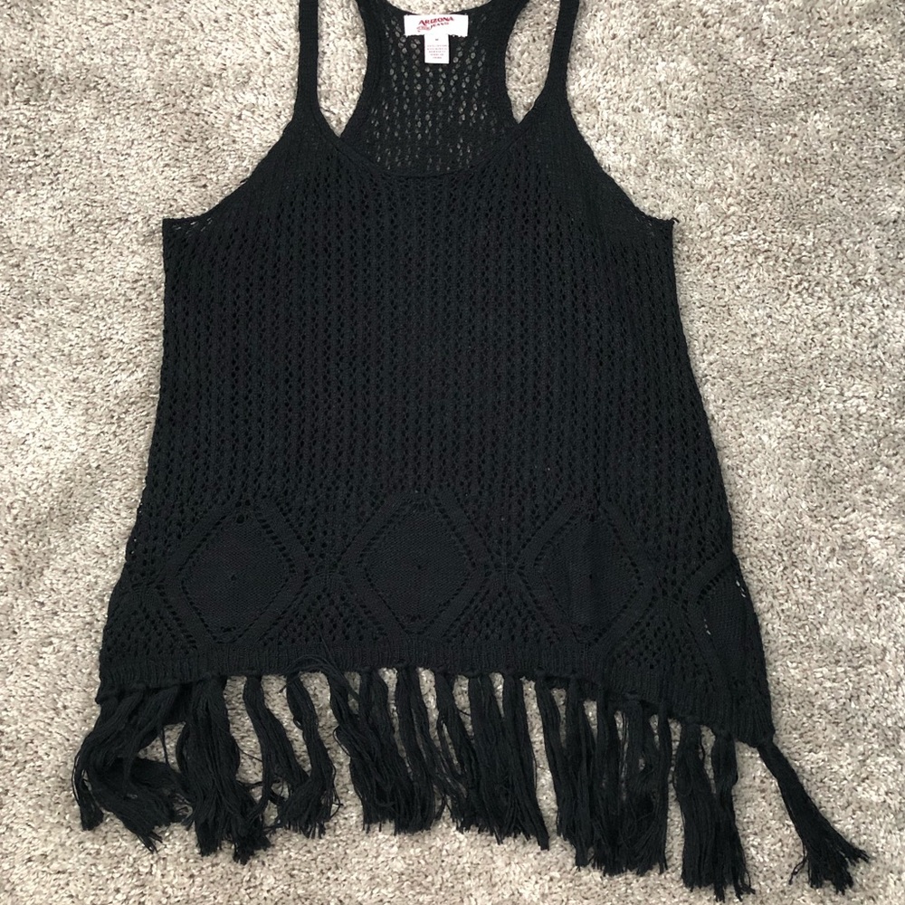 Black crochet tank-top